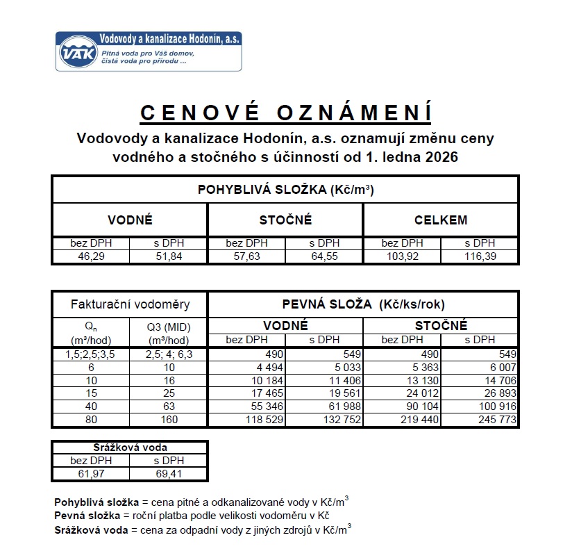 Cenové oznámení 1.1.2026